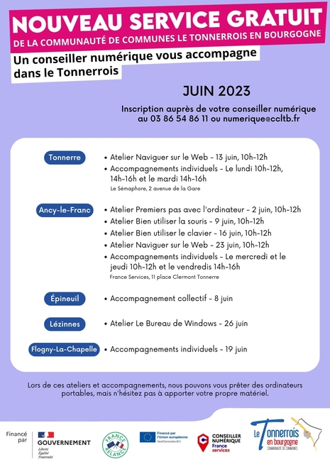 Ateliers du conseiller numérique juin 2023