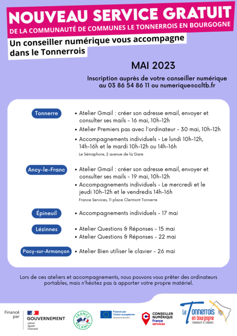 Ateliers du conseiller numérique mai 2023