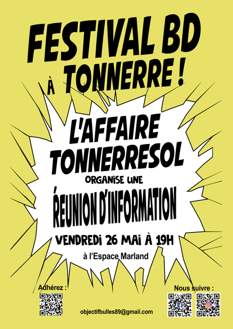 Festival BD à Tonnerre réunion d'information le 26 mai 2023