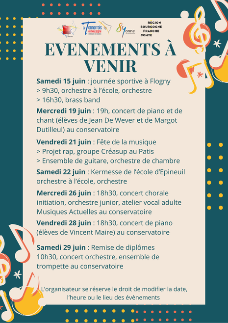 Concerts du Conservatoire 15 au 29 juin 2024