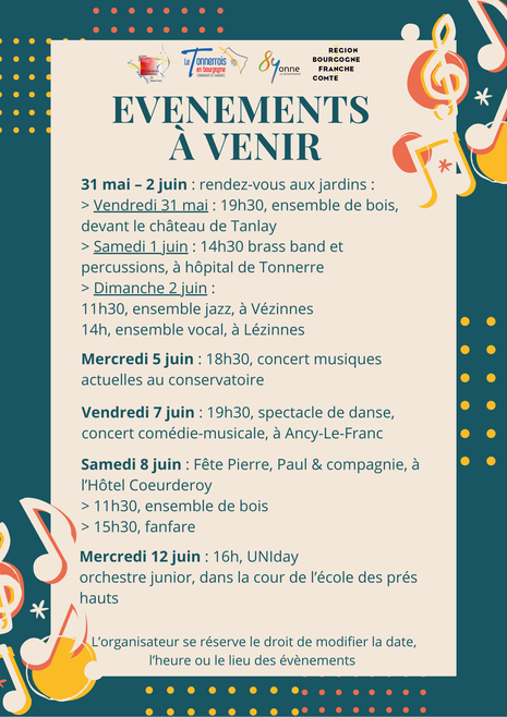 Concerts du Conservatoire 31 mai au 12 juin 2024