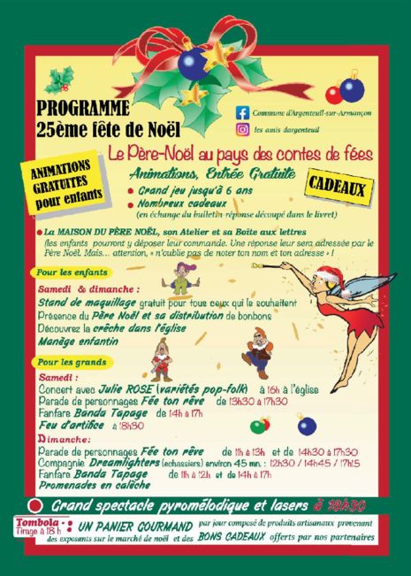 Programme fête de Noël 2024 d'Argenteuil-sur-Armançon