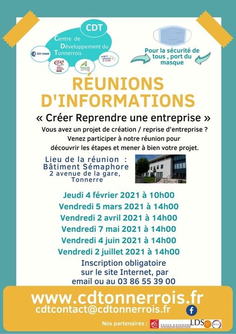 CDT - planning des réunions de février à juillet 2021